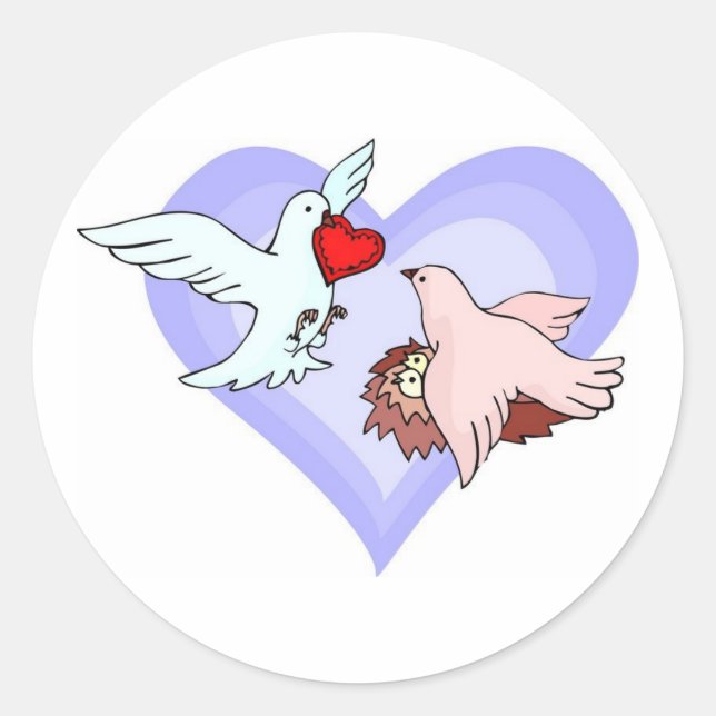 Beautiful Wedding Doves Classic Round Sticker (Front)