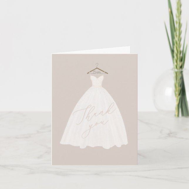 Beautiful wedding dress bridal thank you card (Front)