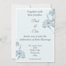 Beautiful Wedding Invitation, blue, blue flowers
