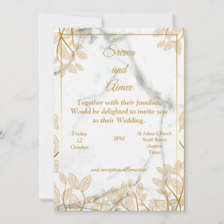 Beautiful Wedding Invitation, gold line art Invitation