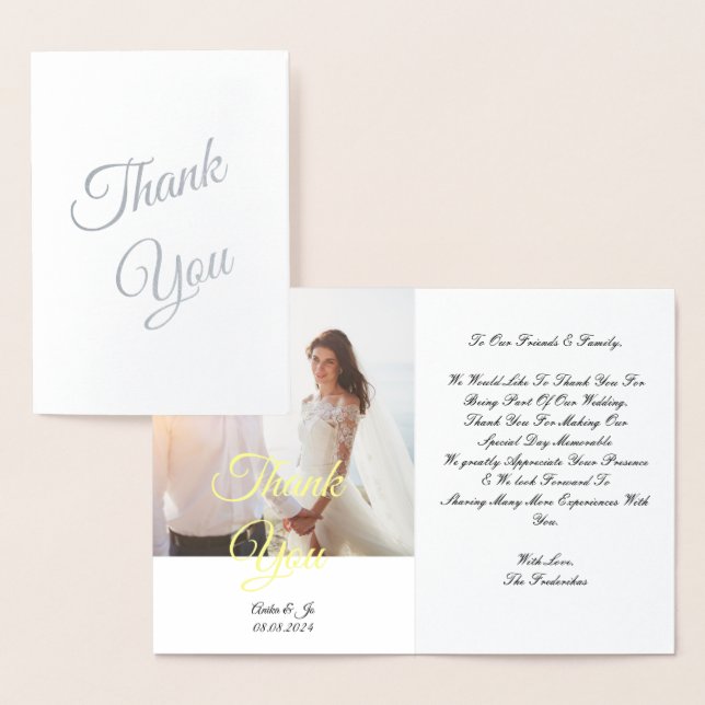 Beautiful Wedding photo thank you Foil Card (Display)