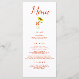 Beautiful Wedding Sunflower Menu