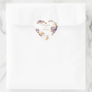 beautiful wedding  watercolor flowers   heart sticker