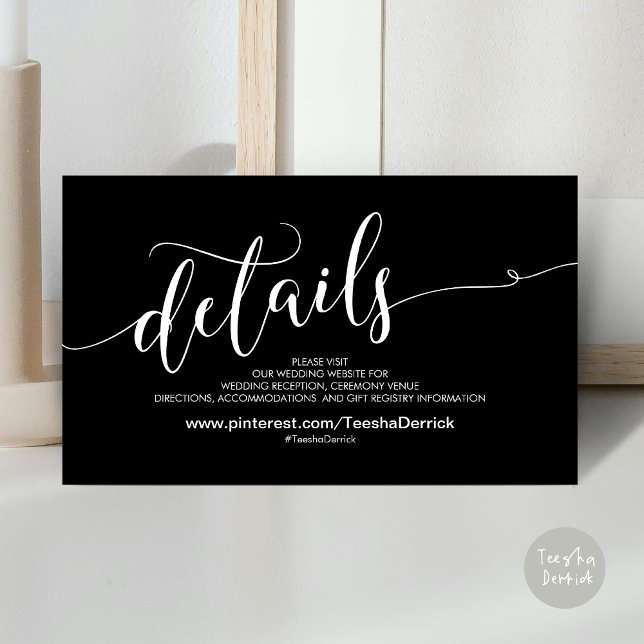 Beautiful Wedding Website Details Enclosure Card (Beautiful Wedding Website Details Enclosure Card, with website, password and hashtag)