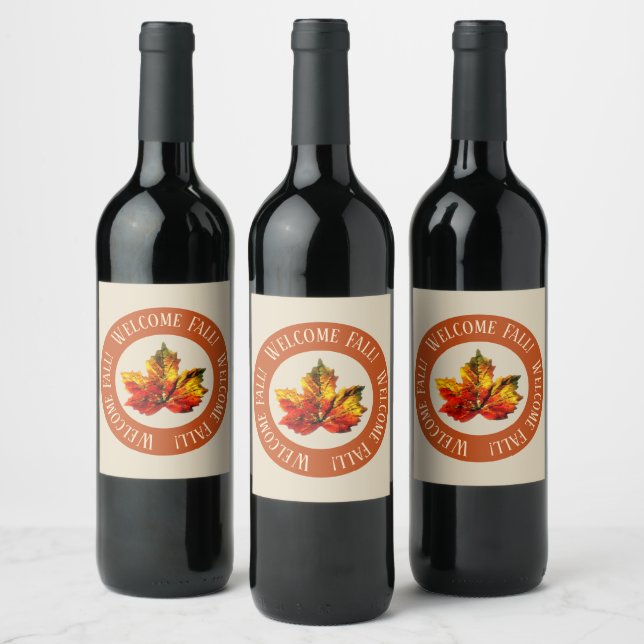 Beautiful Welcome Fall Wine Label (Bottles)
