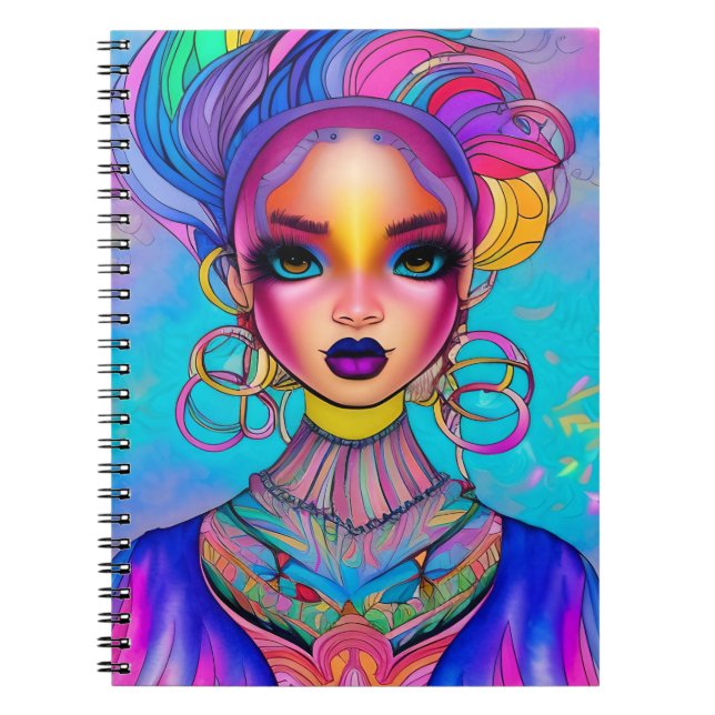 Beautiful Whimsical Brown Eyed Girl Notebook (Front)