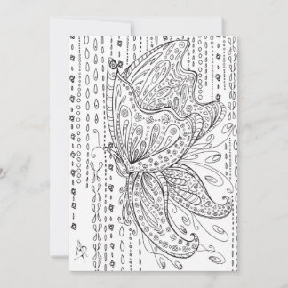 Beautiful Whimsical Butterfly Colouring Card