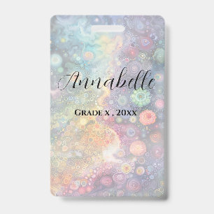 Beautiful Whimsical Colourful Back to School ID Badge