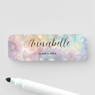 Beautiful Whimsical Colourful Back to School Name Tag