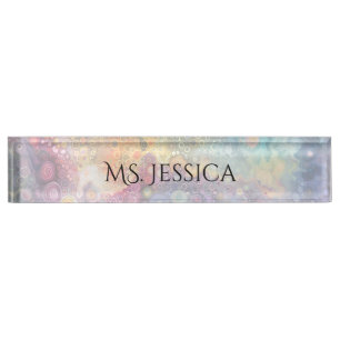 Beautiful Whimsical Colourful Back to School Nameplate