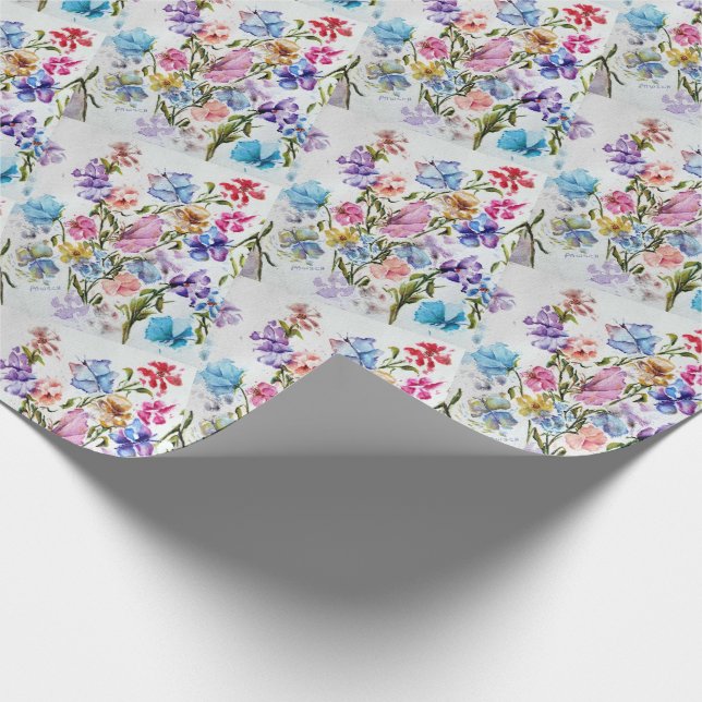 BEAUTIFUL WHIMSICAL FLOWER GARDEN WRAPPING PAPER (Corner)