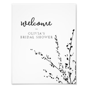 Beautiful White and Black Minimalist Bridal Shower Photo Print