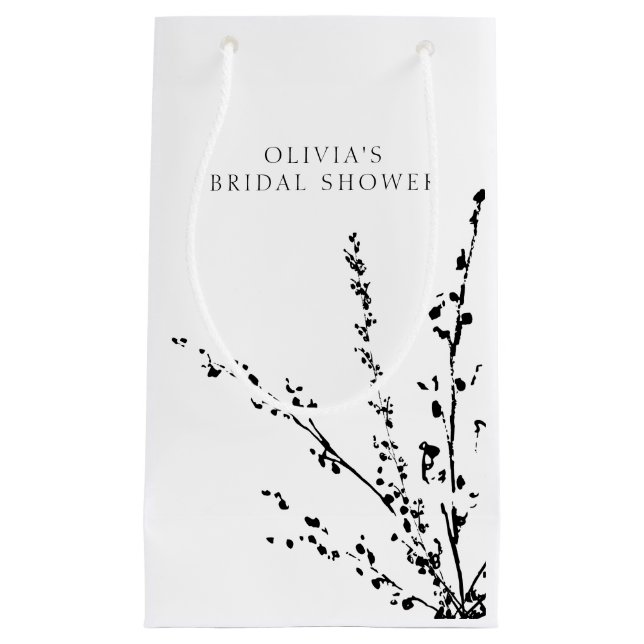 Beautiful White and Black Minimalist Bridal Shower Small Gift Bag (Front)
