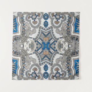 Beautiful white and blue arabesque, islamic patter tapestry