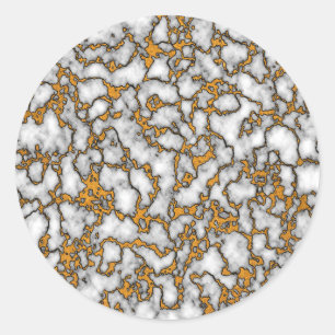 Beautiful White and Gold Marble Texture Design Classic Round Sticker