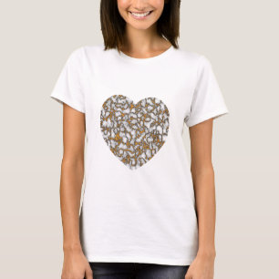 Beautiful White and Gold Marble Texture heart T-Shirt