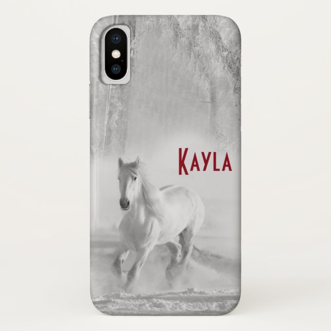 Beautiful White Arabian Horse galloping Case-Mate iPhone Case (Back)