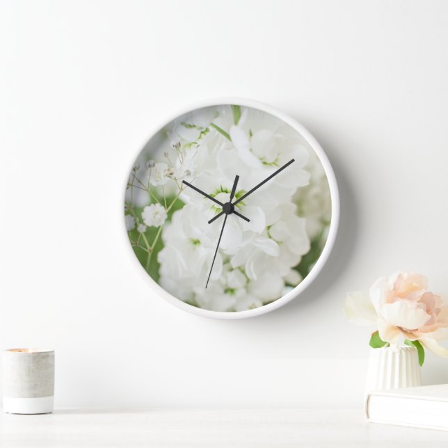 Beautiful White Blossoms Florals By Ava Clock (Home)
