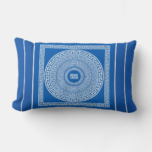 Beautiful White Borders on Grey Blue Background    Lumbar Cushion