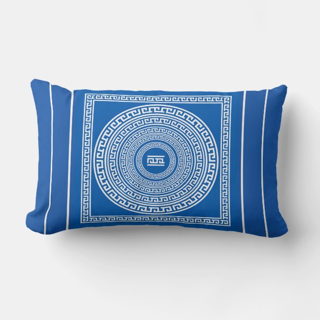 Beautiful White Borders on Grey Blue Background    Lumbar Cushion (Front)