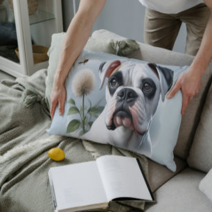 Beautiful White Boxer Dog featured in Nature Decorative Cushion