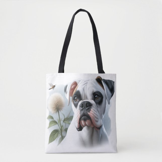 Beautiful White Boxer Dog featured in Nature Tote Bag (Front)