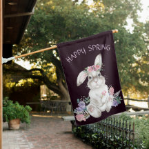 Beautiful White Bunny - Floral Happy Spring