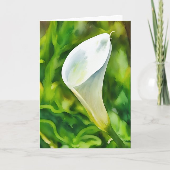 Beautiful White Calla Lily Garden Art Note Card (Front)