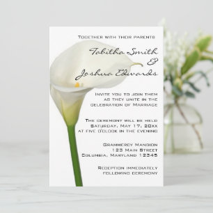 Beautiful White Calla Lily Wedding Invitation