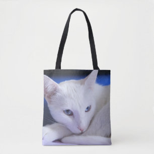Beautiful White Cat/Add Your Pet's Photo Tote Bag
