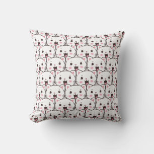 Beautiful White Cat Face Cartoon Pattern Cushion