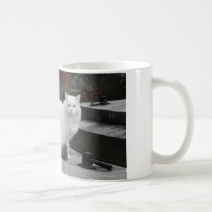 Beautiful White Cat On A Grave Coffee Mug