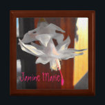 Beautiful White Christmas Cactus Flower Photograph Gift Box<br><div class="desc">The gift box cover tile features my close-up photograph of a white Christmas cactus flower. The photograph was run through a digital brushstroke filter. Fill in the template field,  remove the text or click customise to select a font style,  size,  and colour you like. Great gift idea!</div>