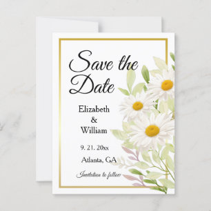 Beautiful White Daisies Save the Date Postcard