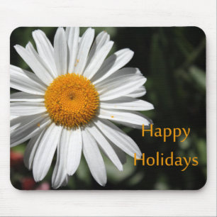 Beautiful white daisy flower happy holidays floral mouse pad