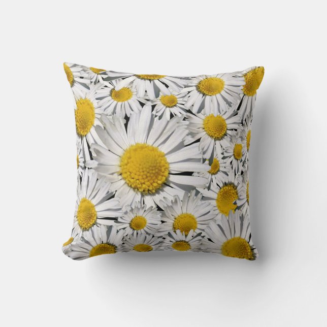 Beautiful White Daisy Flower Pillow! Cushion (Front)
