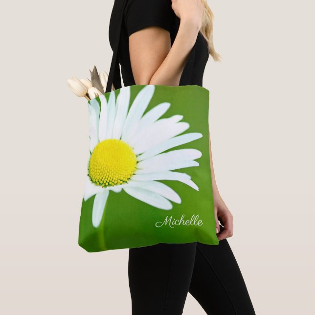 Beautiful White Daisy Personalised Tote Bag (Close Up)