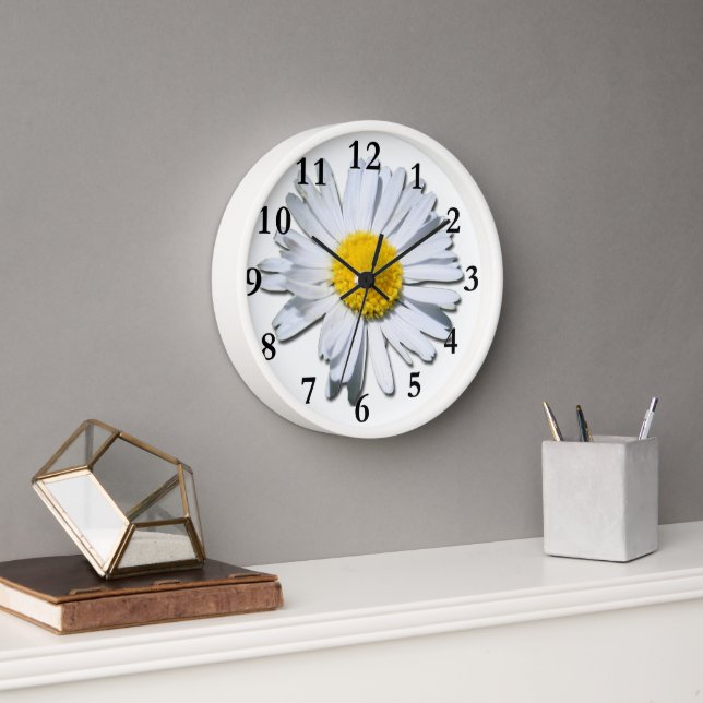 Beautiful White Daisy Wall Clock! Clock (Office)