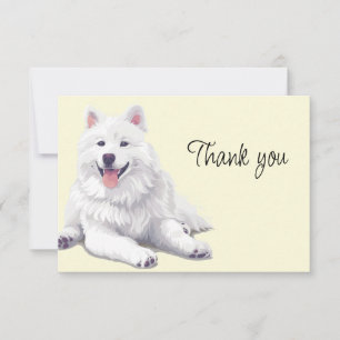 Beautiful White Dog Samoyed or Eskimo Thank you Card