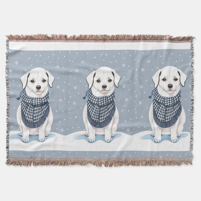 Beautiful White Dogs Throw Blanket (Front)
