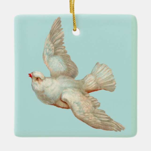 beautiful white dove ceramic ornament (Front)