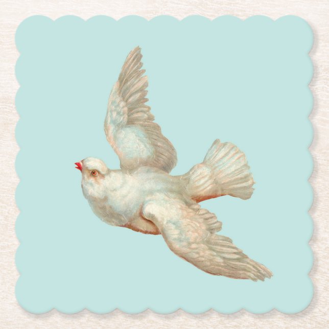 beautiful white dove paper coaster (Front)