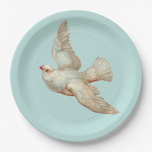 beautiful white dove print paper plate (Front)