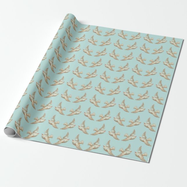 beautiful white dove print wrapping paper (Unrolled)