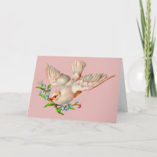 beautiful white dove with sprig in its mouth card