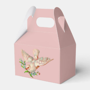 beautiful white dove with sprig in its mouth favour box