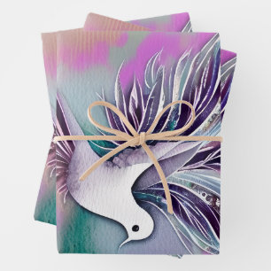 Beautiful White Ethereal Watercolor Dove Wrapping Paper Sheet