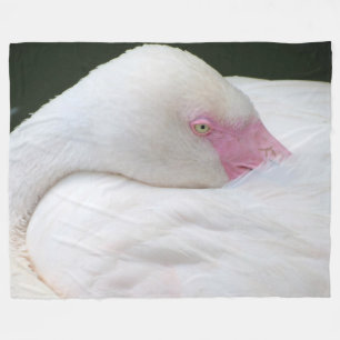 Beautiful White Flamingo Fleece Blanket