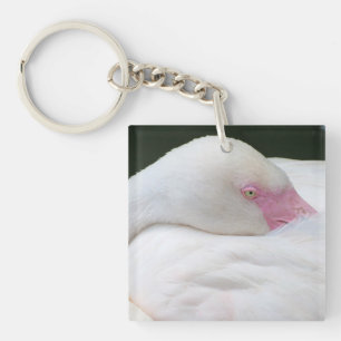 Beautiful White Flamingo Key Ring