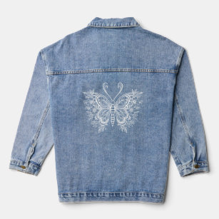 Beautiful white floral butterfly denim jacket